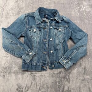 GAP Denim Trucker Jacket Womens Size S Blue Medium Wash Cotton RN54023